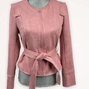 Ryegrass New! Women's Pink Faux Suede Lightweight Cropped Jacket